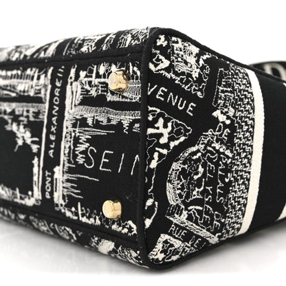 Canvas Embroidered Medium Plan de Paris Lady D-Lite Black White