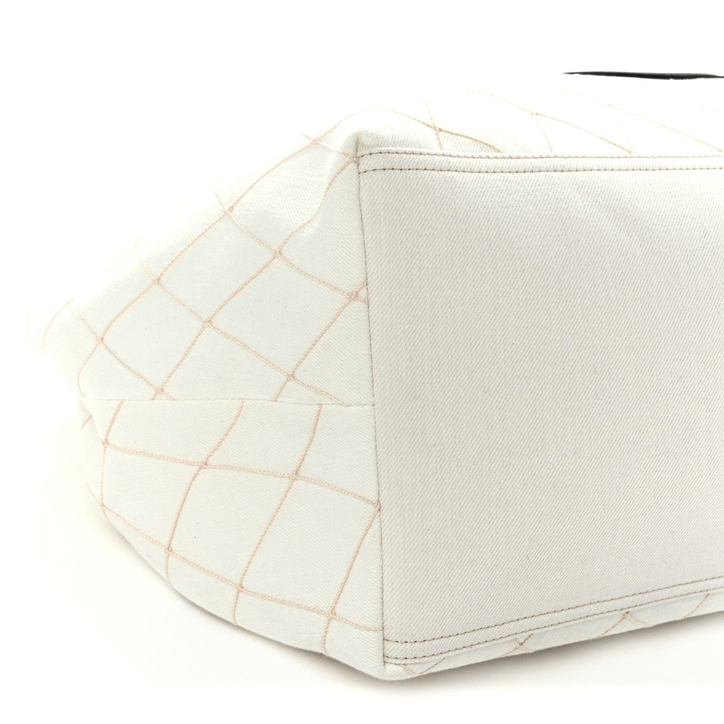 Denim Calfskin Quilted Coco Beach Small Shopping Tote White Black