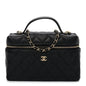 Caviar Quilted Top Handle Slim Vanity With Chain Black