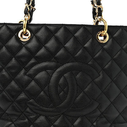 Caviar Quilted Grand Shopping Tote GST Black
