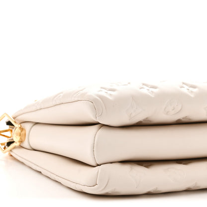 Lambskin Embossed Monogram Coussin PM Beige Cream