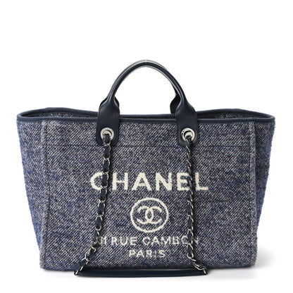 Mixed Fibers Calfskin Medium Deauville Tote Blue