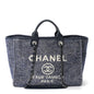Mixed Fibers Calfskin Medium Deauville Tote Blue