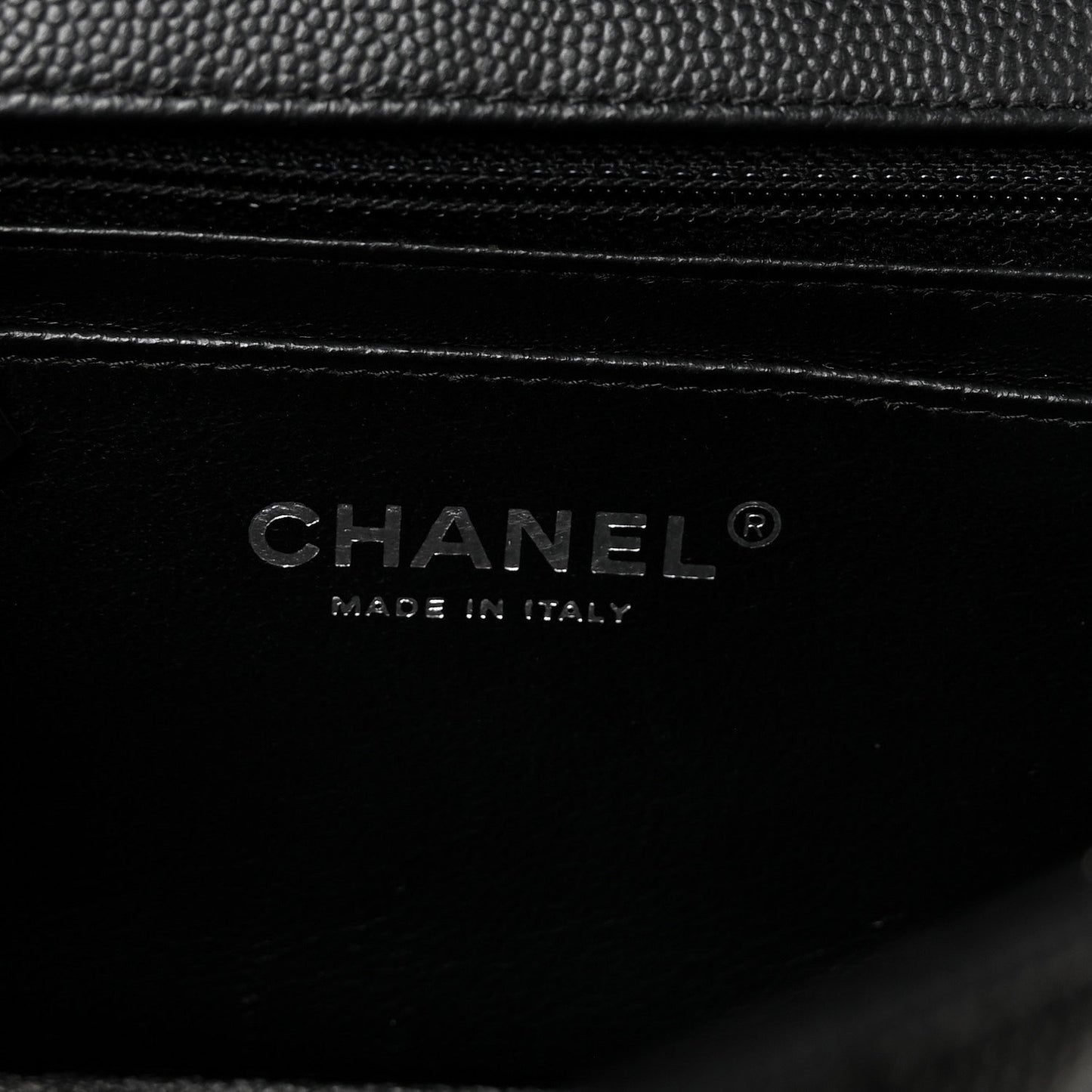Caviar Chevron Quilted Mini Rectangular Flap Black