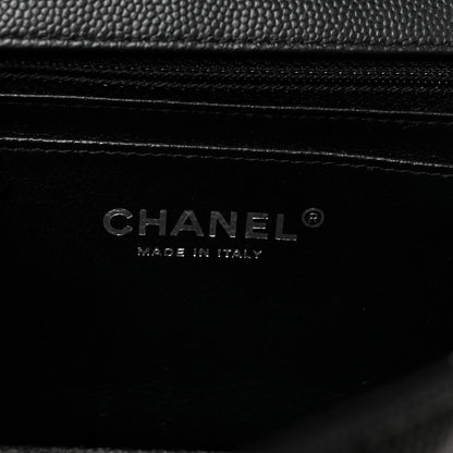 Caviar Chevron Quilted Mini Rectangular Flap Black