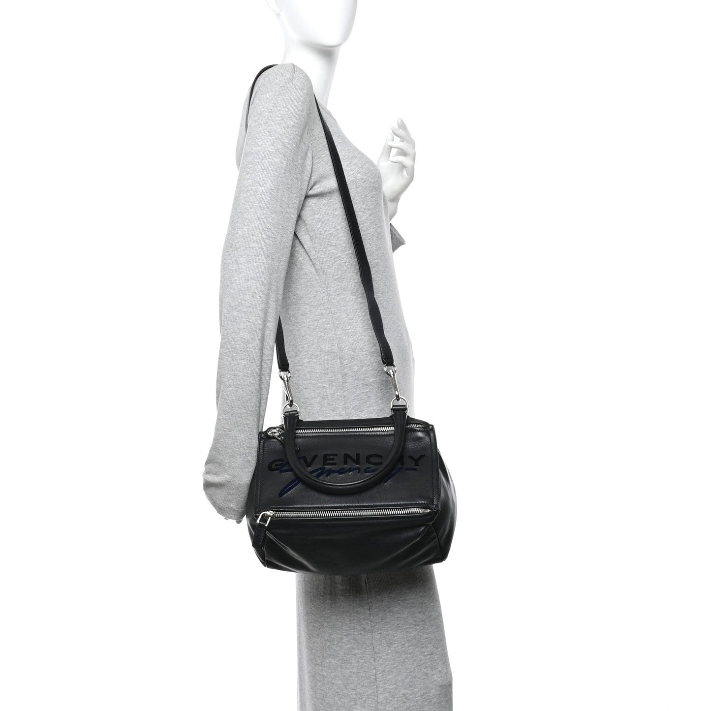 Sugar Goatskin Velvet Logo Small Pandora Black