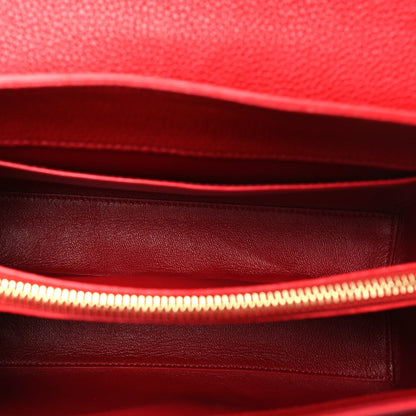 Grained Calfskin Small 16 Top Handle Bag Red