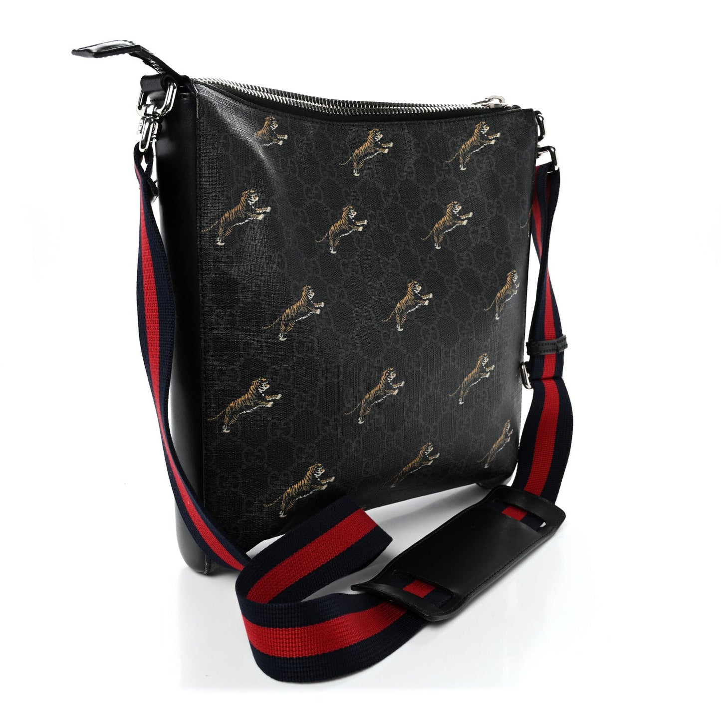 GG Supreme Monogram Tigers Web Messenger Bag Black Multicolor
