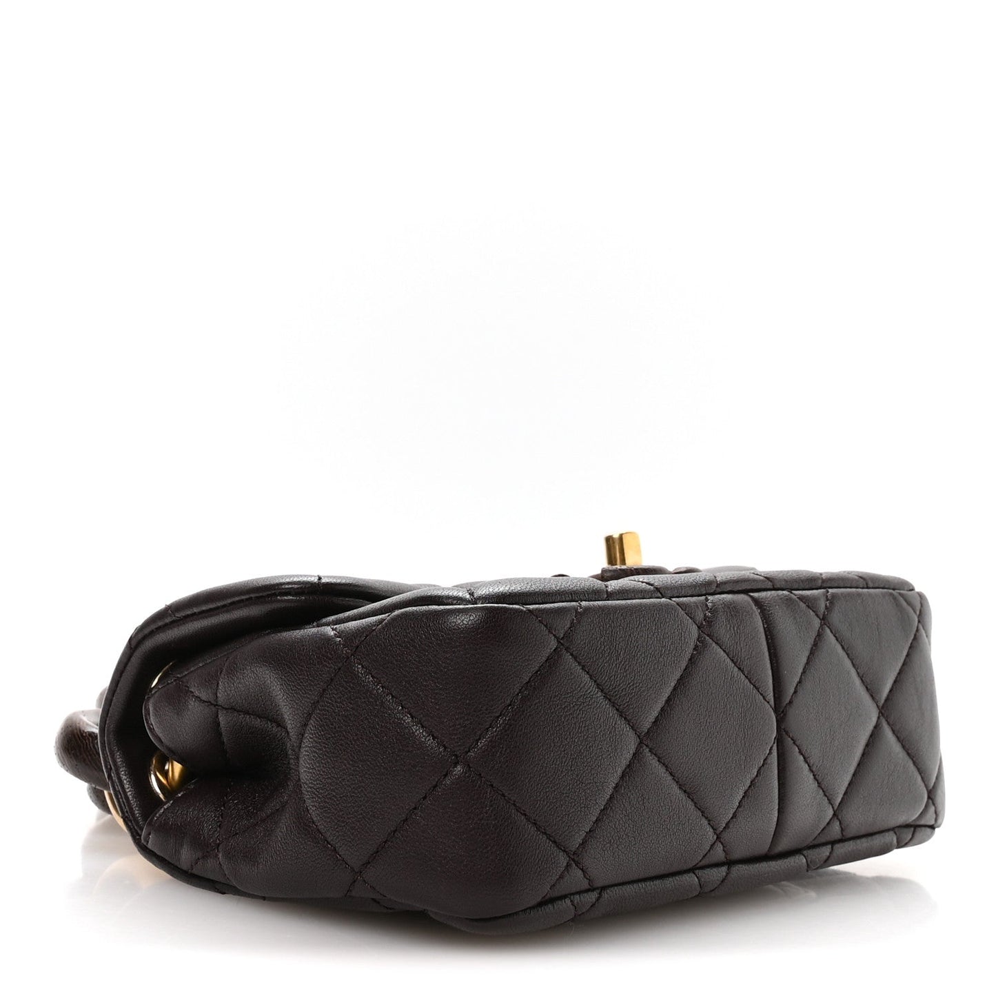 Lambskin Wenge Quilted Mini Fashion Wood Square Flap Dark Purple