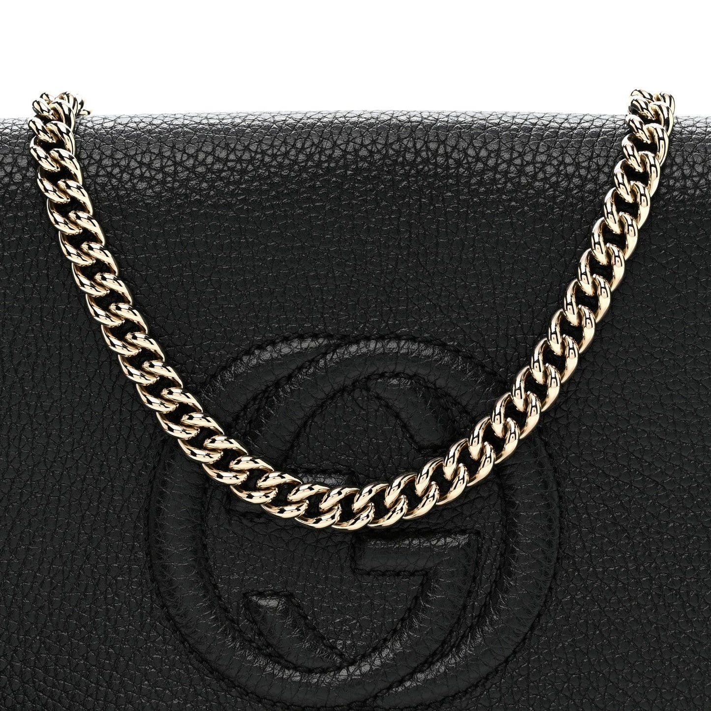 Pebbled Calfskin Medium Soho Flap Crossbody Black