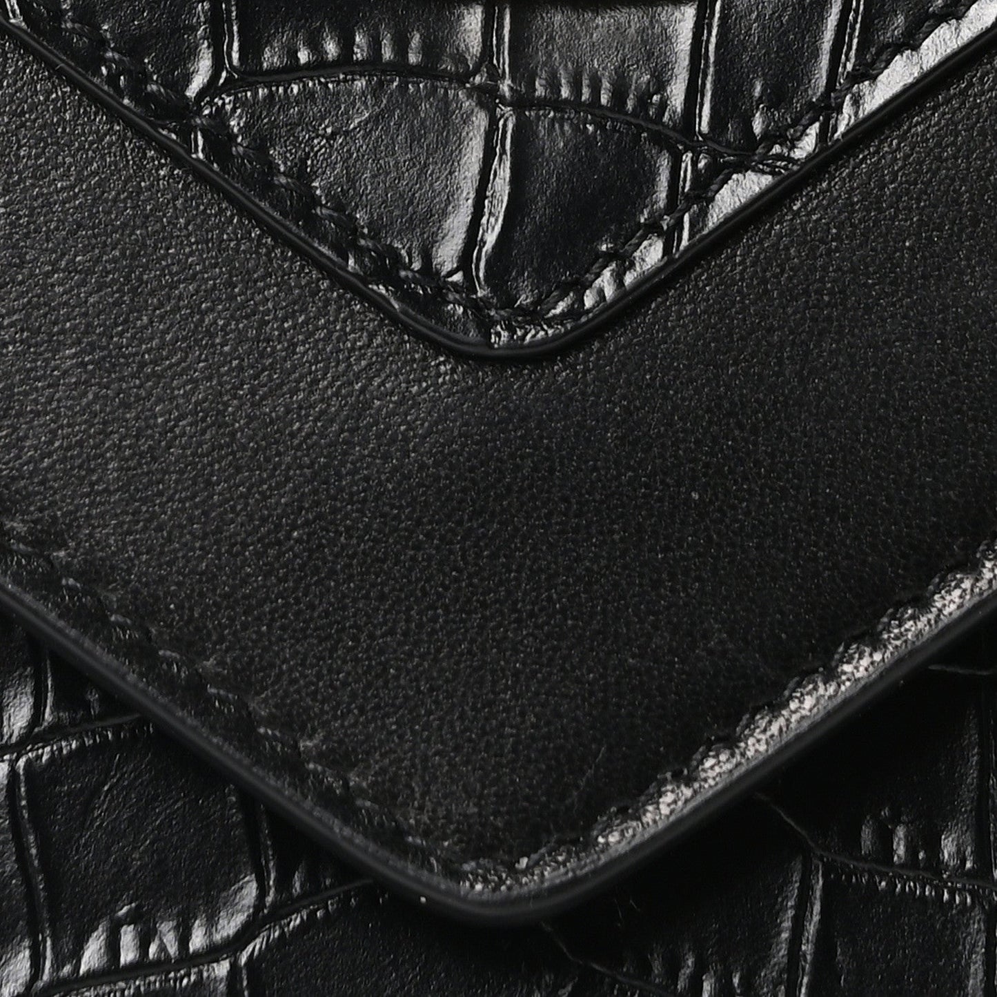 Calfskin Crocodile Embossed Gaby Satchel Black