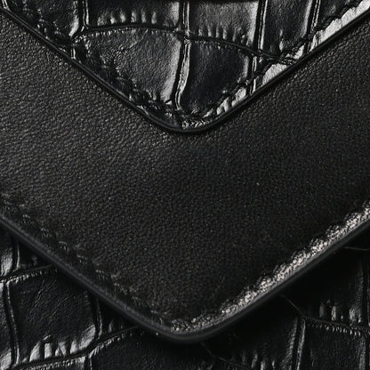 Calfskin Crocodile Embossed Gaby Satchel Black