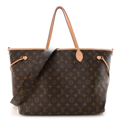 Monogram Stamped Inside Out Neverfull Bandouliere GM Beige