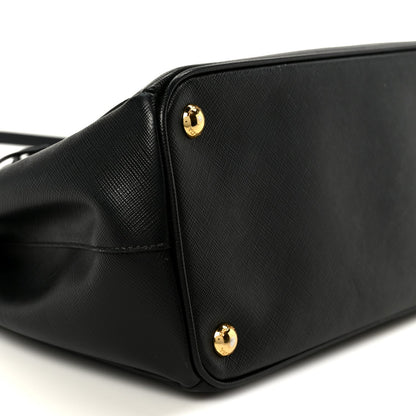 Saffiano Small Galleria Double Zip Tote Black