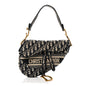 Oblique Embroidered Saddle Bag Blue