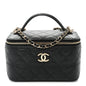 Caviar Quilted Trendy Handle Mini Vanity Black