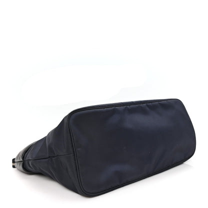 Nappa Nylon Soft Padded Shopping Tote Black Blue