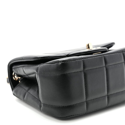 Lambskin Resin Crystal Square Quilted Mini Monacoco Flap Black