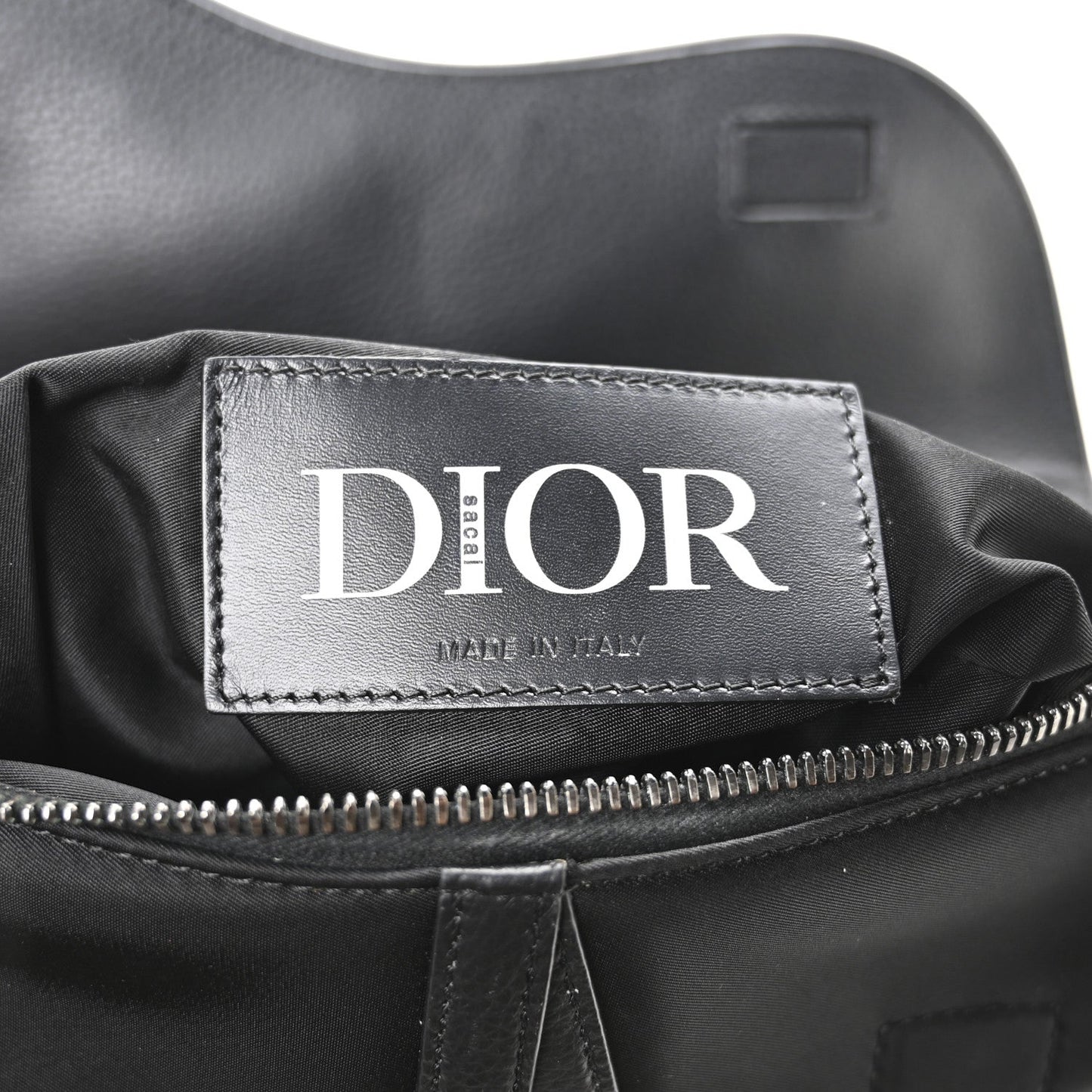Nylon Grained Calfskin Saddle Bag Black Multicolor