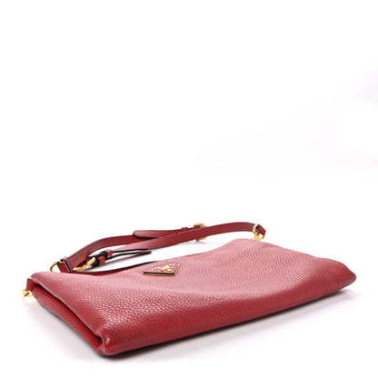Vitello Daino Zippered Crossbody Bag Rosso