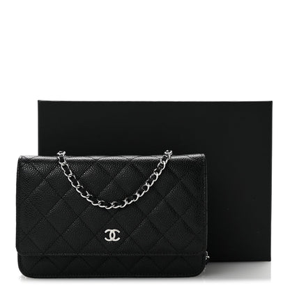 Caviar Quilted Wallet On Chain WOC Black
