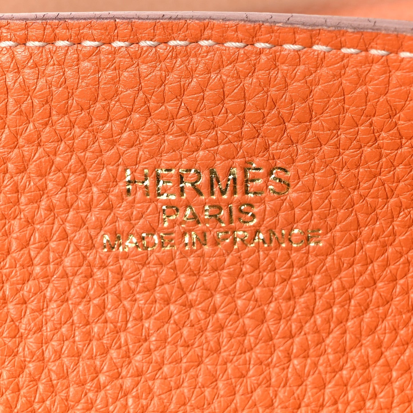 Taurillon Clemence Double Sens Reversible Tote Orange Gold