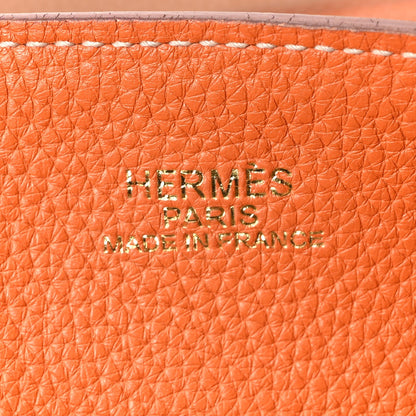 Taurillon Clemence Double Sens Reversible Tote Orange Gold