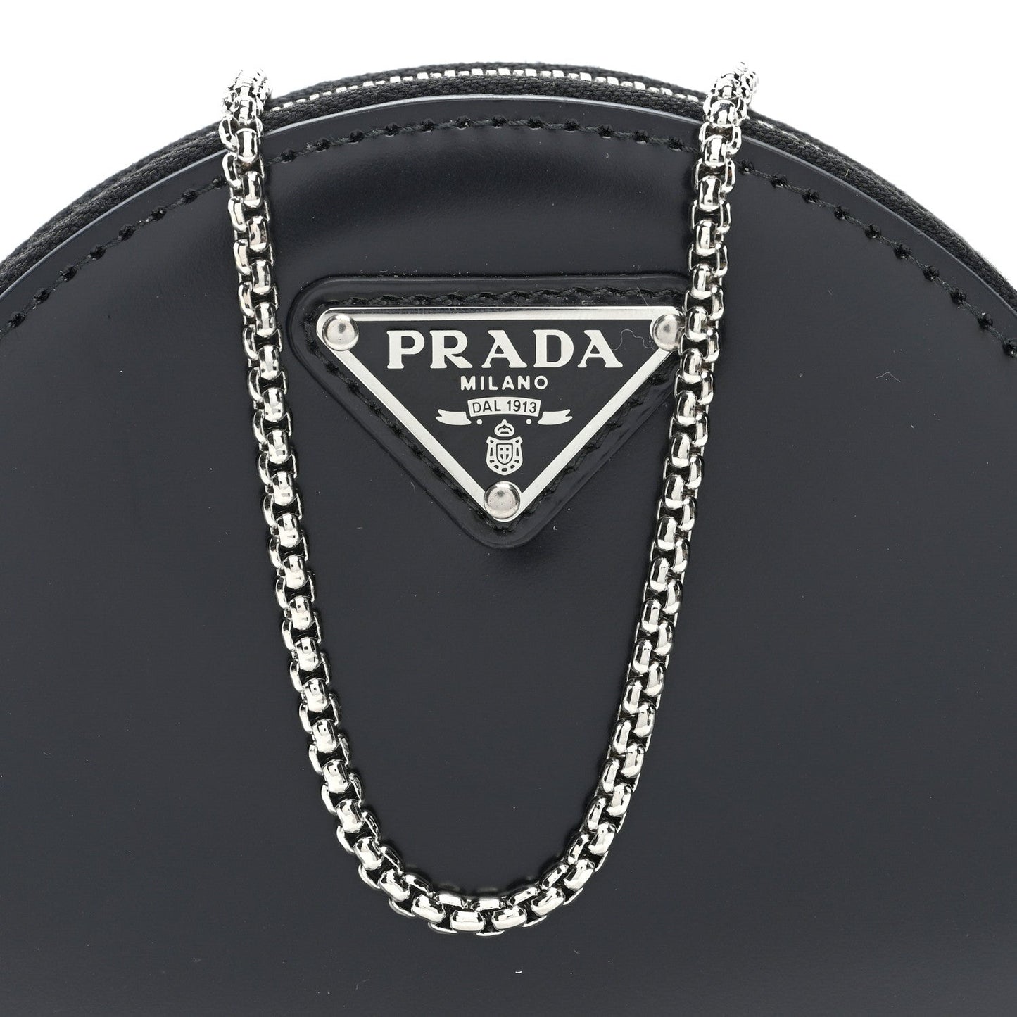 Spazzolato Round Chain Coin Crossbody Pouch  Black