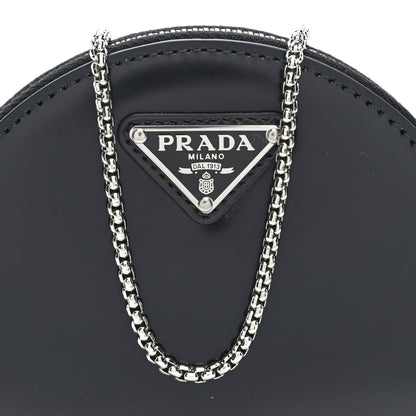 Spazzolato Round Chain Coin Crossbody Pouch  Black