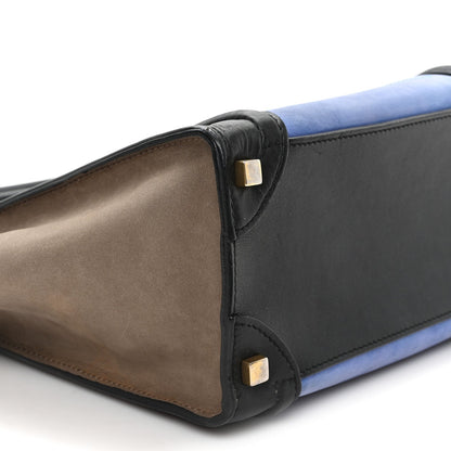 Calfskin Nubuck Suede Micro Tri-Color Luggage Porcelain
