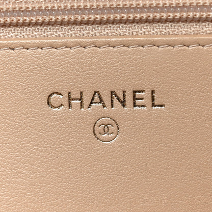 Caviar Quilted CC Filigree Wallet On Chain WOC Beige Black