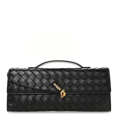 Nappa Intrecciato Long Andiamo Top Handle Clutch Black
