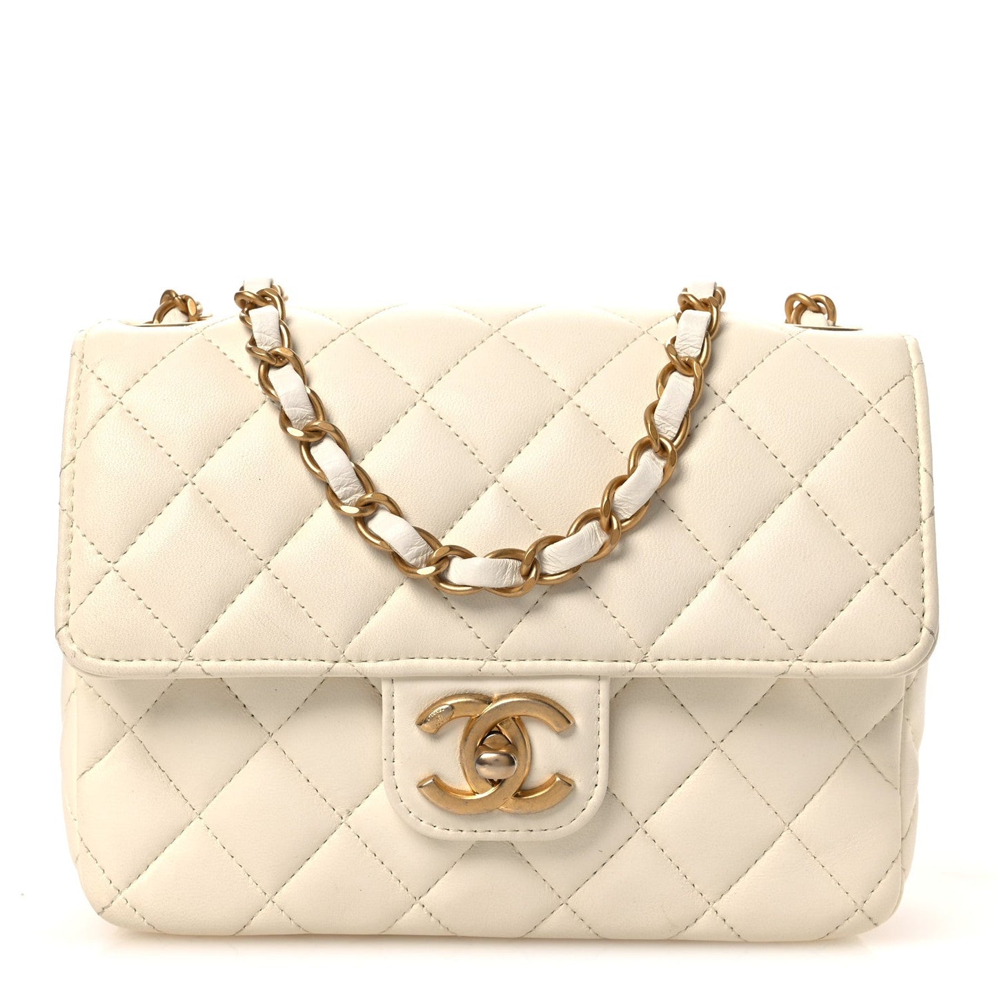 Lambskin Quilted Casino Chips Small Square Flap White