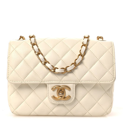 Lambskin Quilted Casino Chips Small Square Flap White