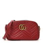 Calfskin Matelasse Small GG Marmont Chain Shoulder Bag Hibiscus Red
