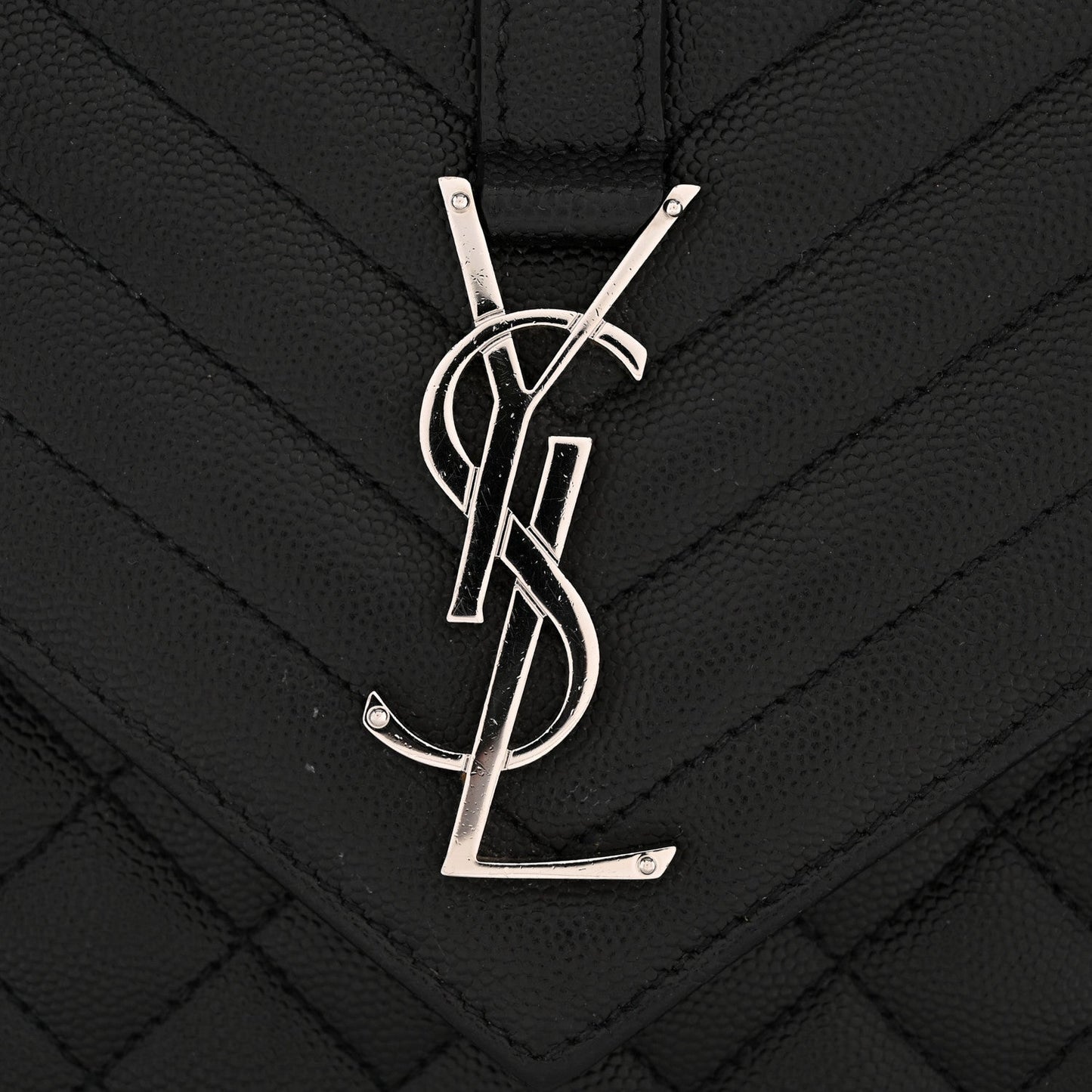 Grain De Poudre Textured Mixed Matelasse Triquilt Medium Monogram Satchel Black