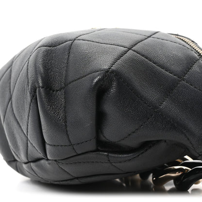 Lambskin Quilted Resin Bi-Color Waist Bag Fanny Pack Black