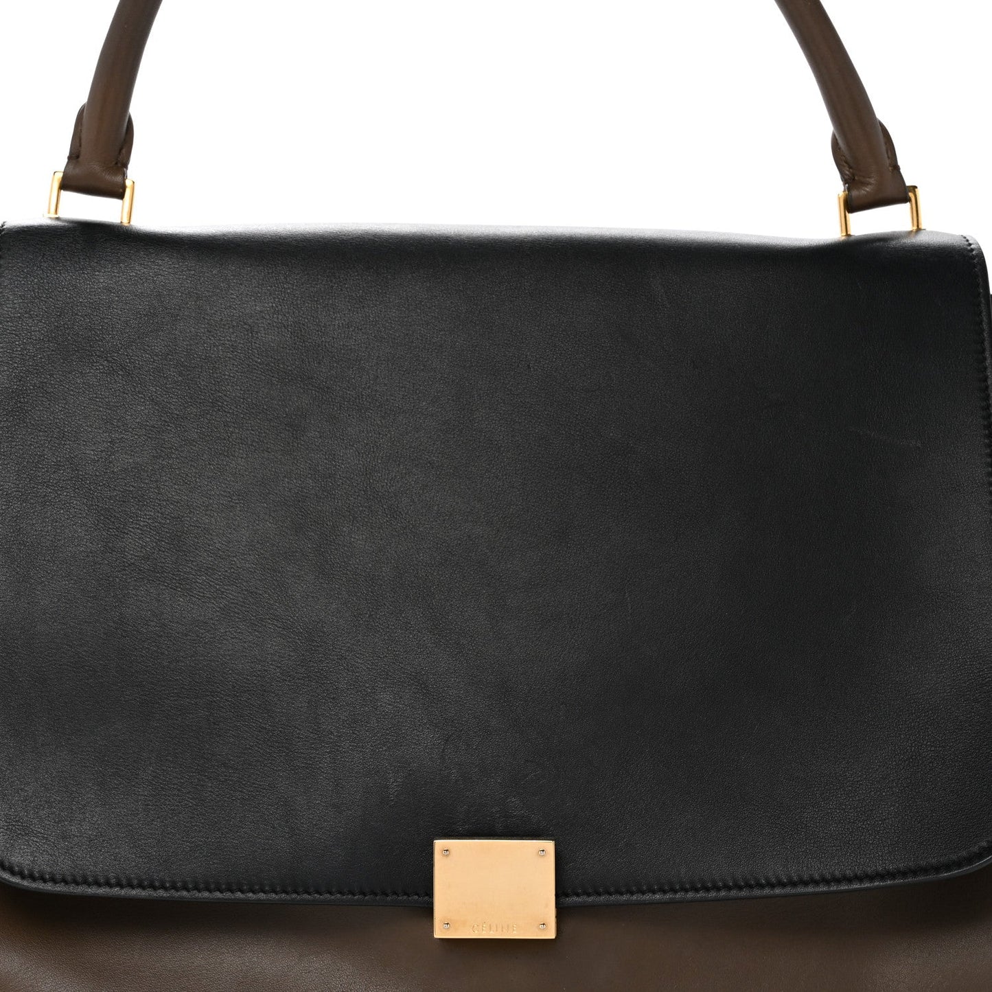 Calfskin Suede Tri-color Large Trapeze Olive