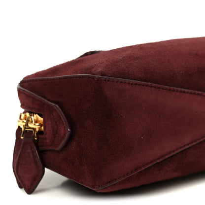 Suede Goatskin Teckel Clutch Rouge Grenat
