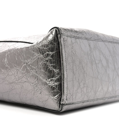 Metallic Calfskin Voyou Medium Tote Bag Silver