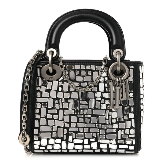 Smooth Calfskin Embroidered Mini Mosaic of Mirrors Lady Dior Black