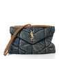 Denim Quilted Medium Loulou Puffer Monogram Chain Satchel Blue Cinnamon