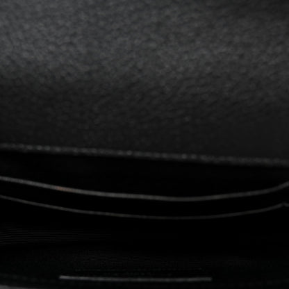Grained Calfskin Matelasse Chevron Classic Monogram Baby Chain Bag Black