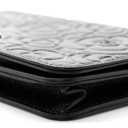 Caviar Camellia Embossed Wallet On Chain WOC Black
