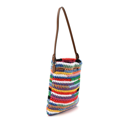 Fabric Crochet Drawstring Pouch Multicolor