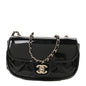 Patent Calfskin Quilted Mini Flap Black