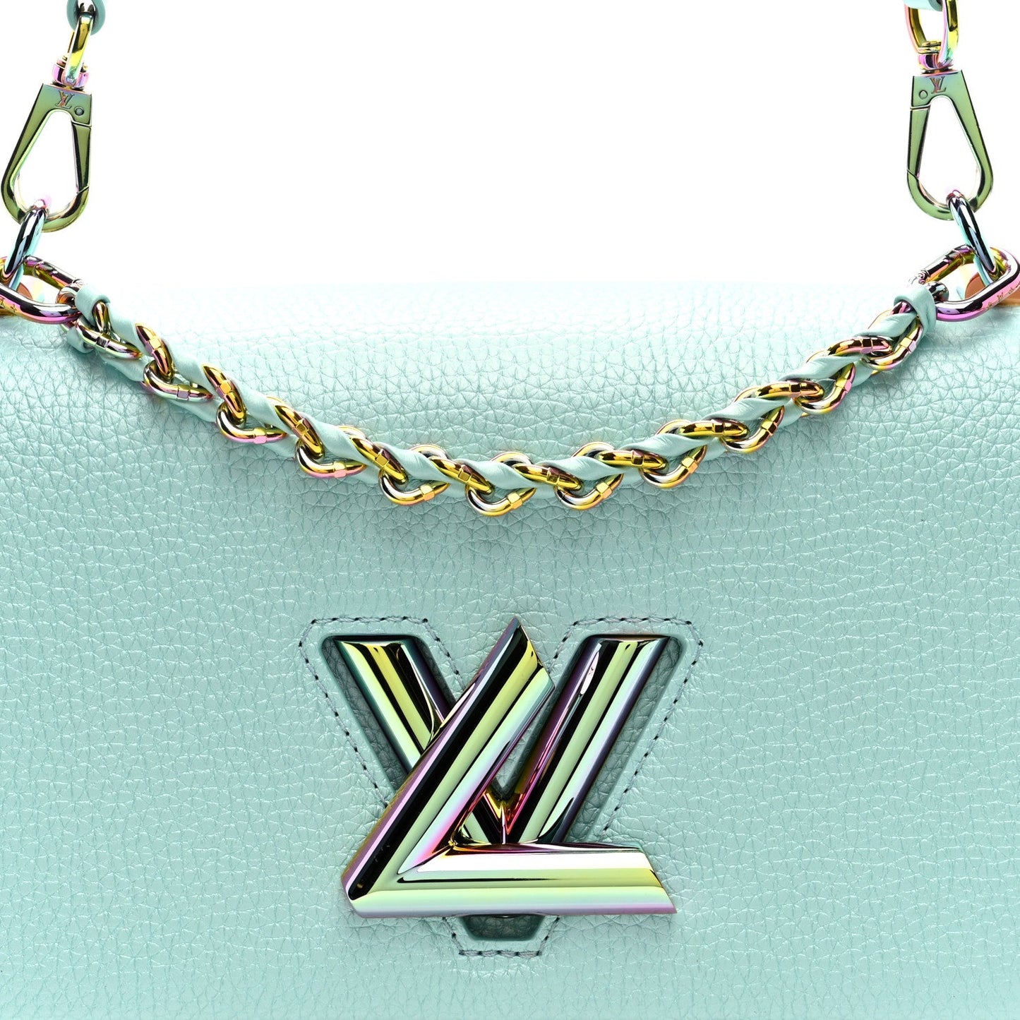 Iridescent Grained Calfskin Summer Splash Twist MM Blue