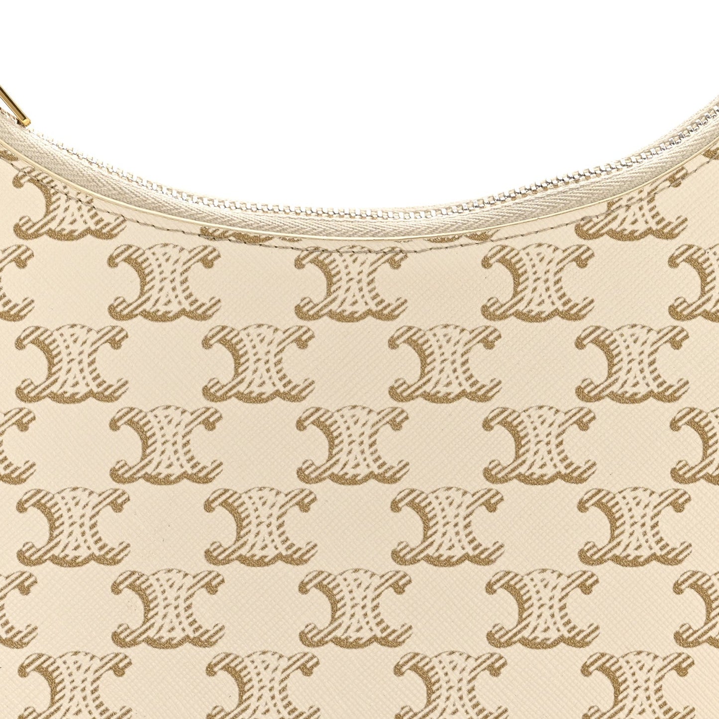 Canvas Calfskin Ava Triomphe Shoulder Bag White