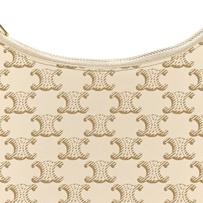 Canvas Calfskin Ava Triomphe Shoulder Bag White