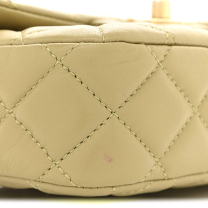 Lambskin Enamel Quilted Mini Coco Hearts Square Flap Light Green